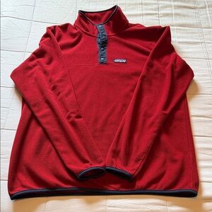 Patagonia Men’s Red Quarter-Snap Fleece with Navy Trim